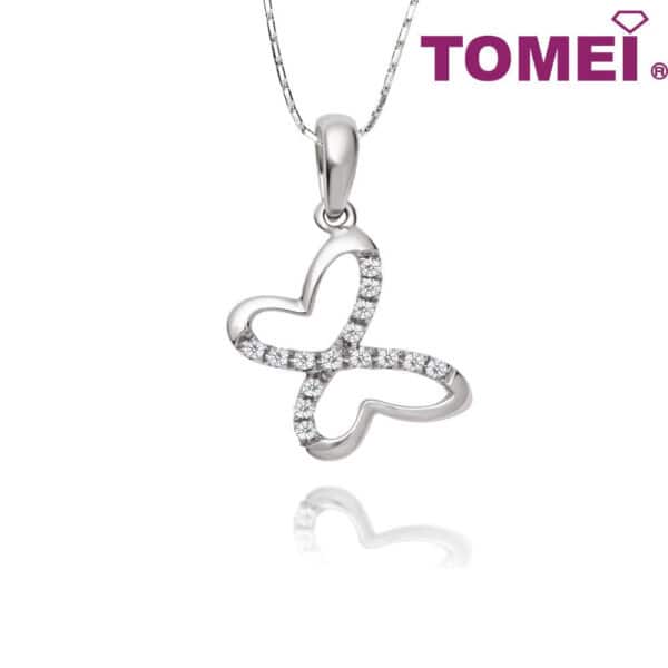 261022_1 TOMEI The Butterfly Effect Diamond Pendant Set | White Gold 585