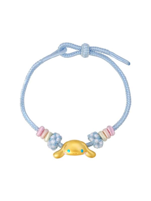 TOMEI X Sanrio Cinnamoroll 5D Charm with Blue Rope Bracelet, Yellow Gold 999