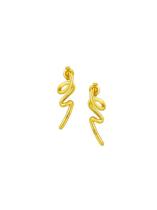 TOMEI Anastasia Curving Earrings, Yellow Gold 916