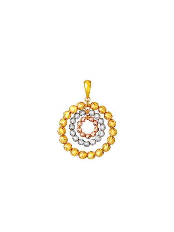 TOMEI Trio-Circle Of Bead Pendant, Yellow Gold 916