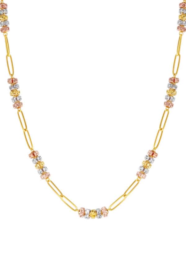 TOMEI Tritone Etched Quartet Chain Link Necklace, Yellow Gold 916