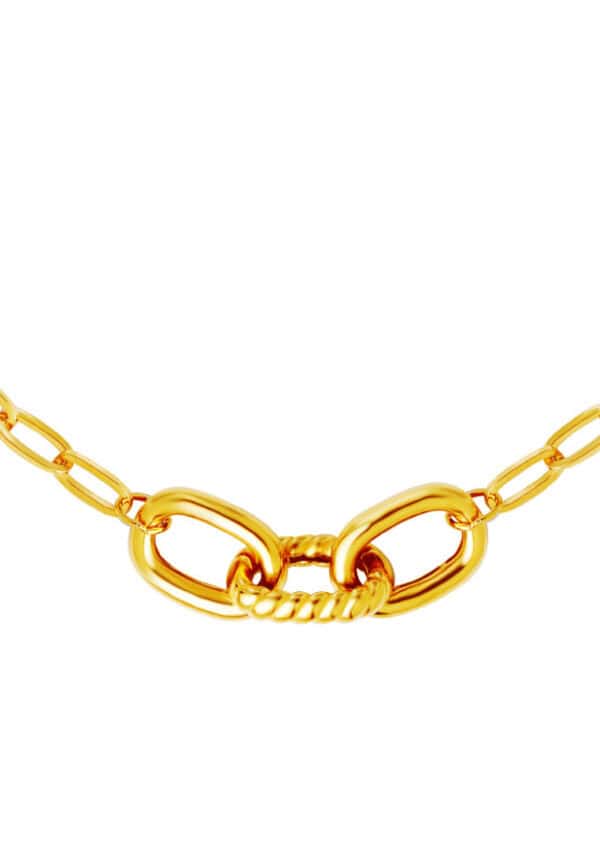 TOMEI Sculpted Trio Link Necklace, Yellow Gold 916