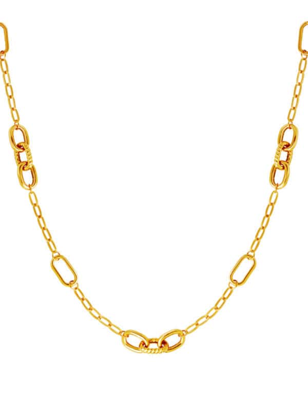 TOMEI Sculpted Trio Link Necklace, Yellow Gold 916