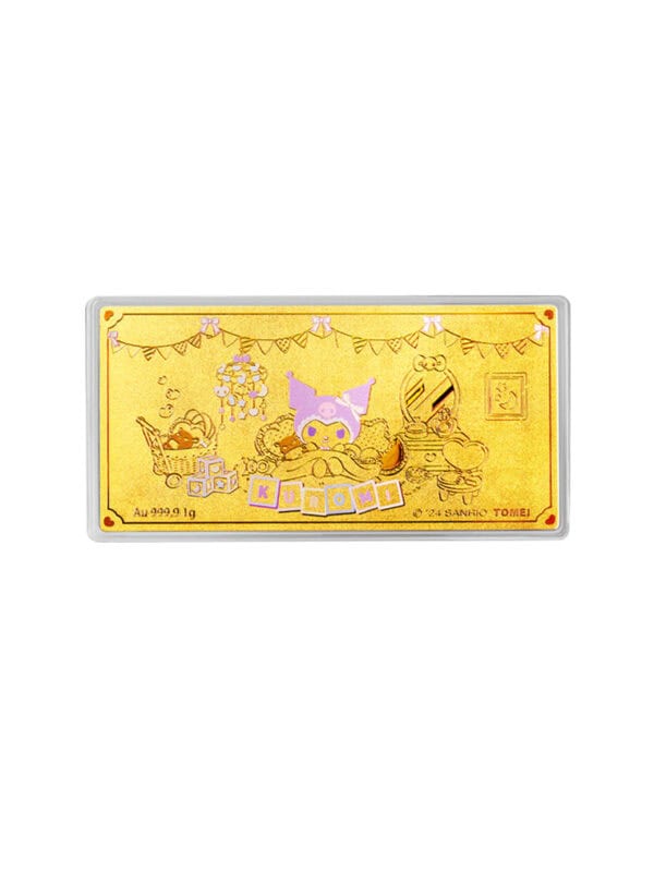 TOMEI X Sanrio Kuromi Kid Room Gold Wafer 1G, Yellow Gold 9999