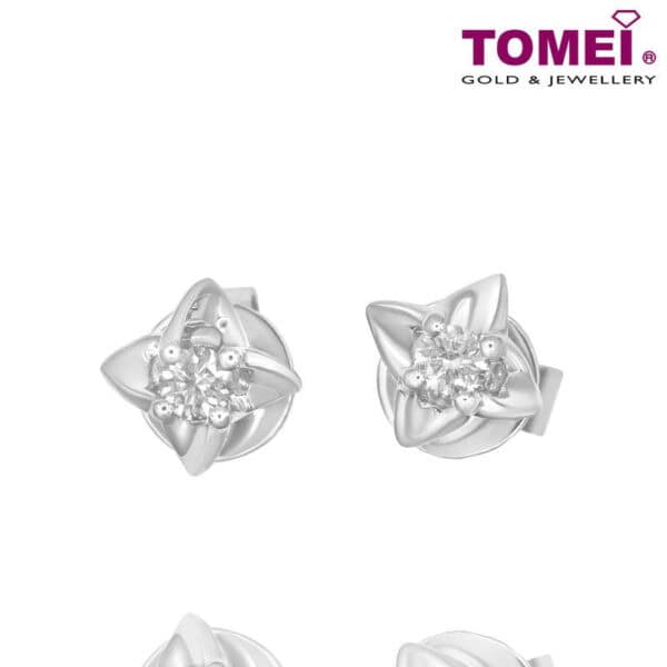 D30031410_00 Tomei White Gold 585 (14K) "Lucky in Love" Diamond Earrings (E1438)