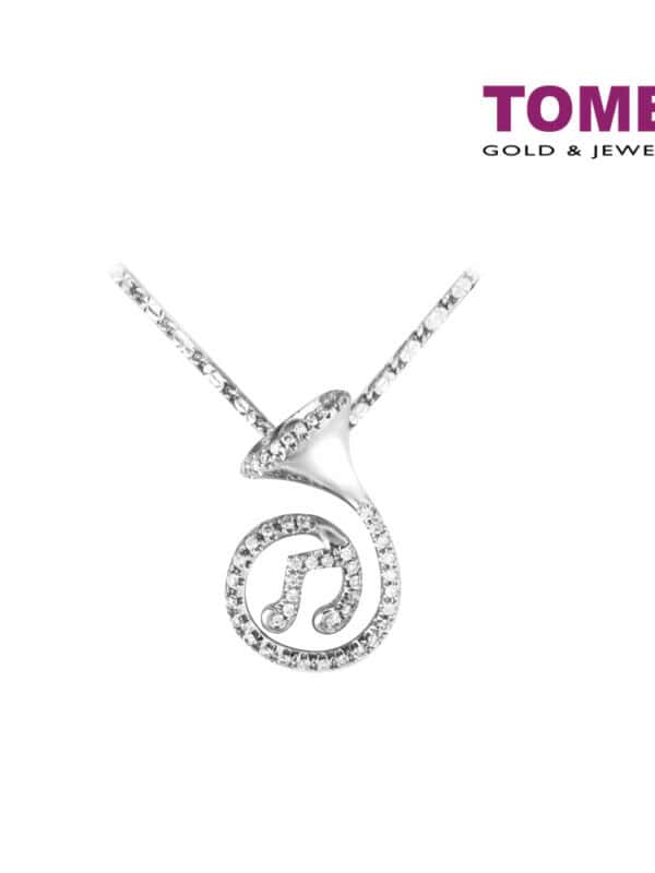 TOMEI Sing Out Loud Diamond Pendant Set, White Gold 375