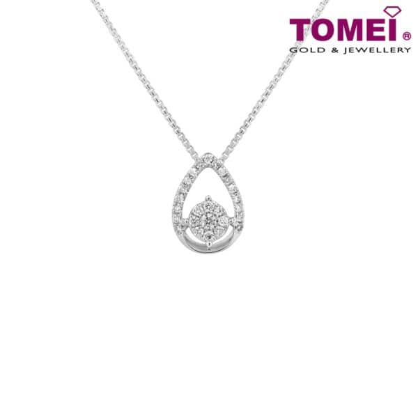 TOMEI Teardrop Diamond Pendant Set |  White Gold 585