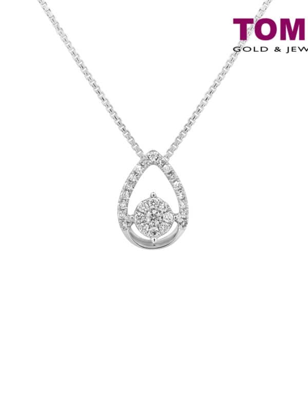 TOMEI Teardrop Diamond Pendant Set |  White Gold 585