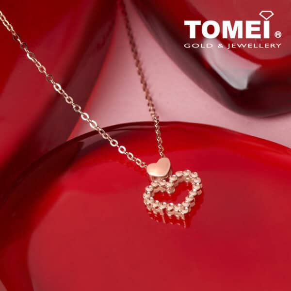 TOMEI Rouge Collection Dual Heart Necklace I Rose Gold 750 (18K)