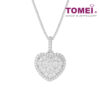 TOMEI Shield Heart Diamond Pendant, White Gold 750
