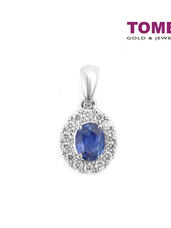 TOMEI Regally Resplendent Sapphire Pendant, White Gold 750