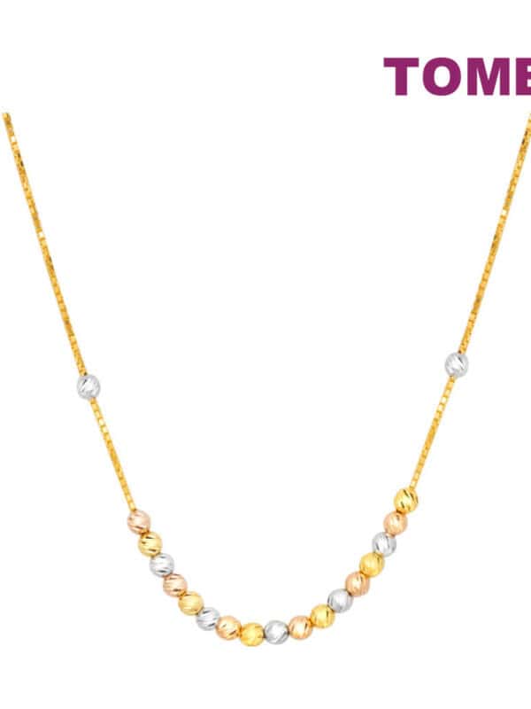 TOMEI Tri-Tone Beads Necklace, Yellow Gold 916