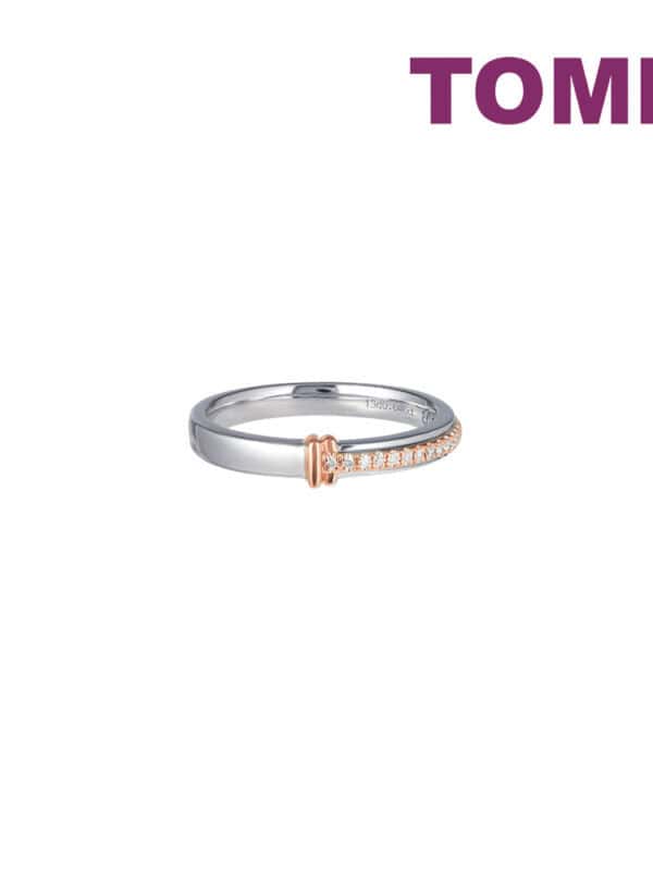 TOMEI【爱的羁绊】Evermore Couple Ring, White+Rose Gold 750