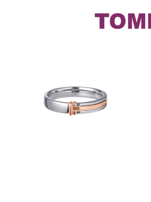 TOMEI【爱的羁绊】Evermore Couple Ring, White+Rose Gold 750
