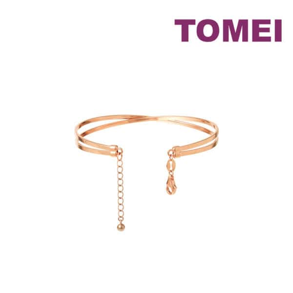 TOMEI Rouge Collection Criss Cross Bangle, Rose Gold 750