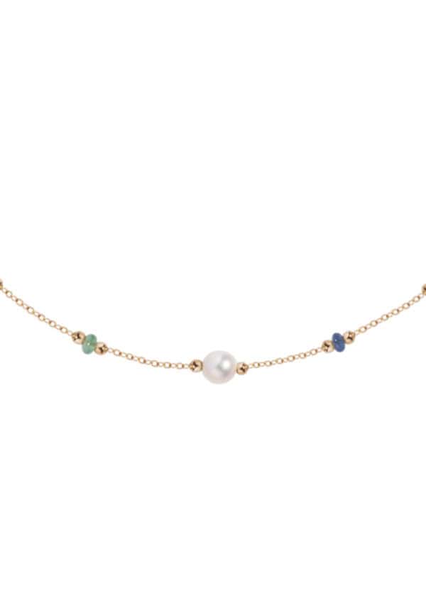 TOMEI Semi Precious Stone With Pearl Bracelet, Yellow Gold 750