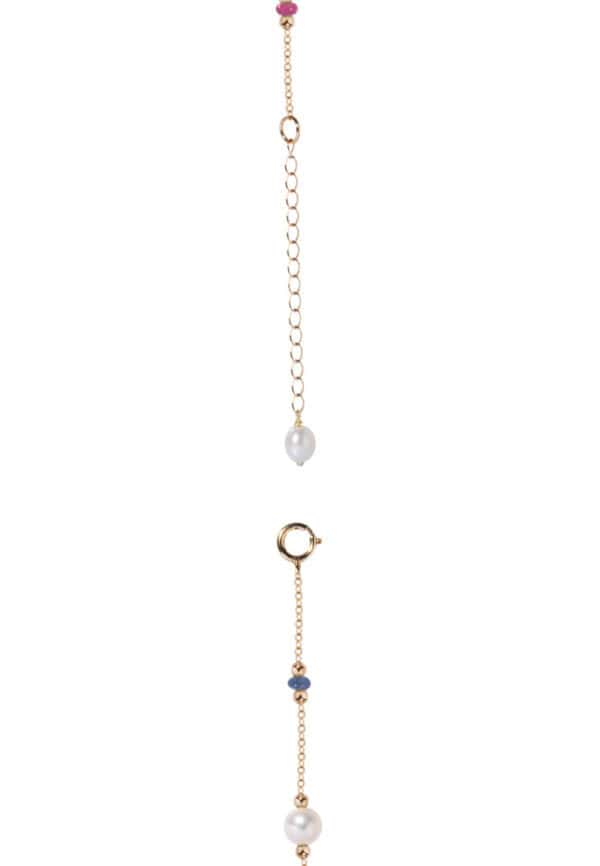 TOMEI Semi Precious Stone With Pearl Bracelet, Yellow Gold 750