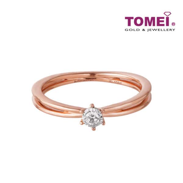 TOMEI Solitaire Diamond Ring, Rose Gold 585