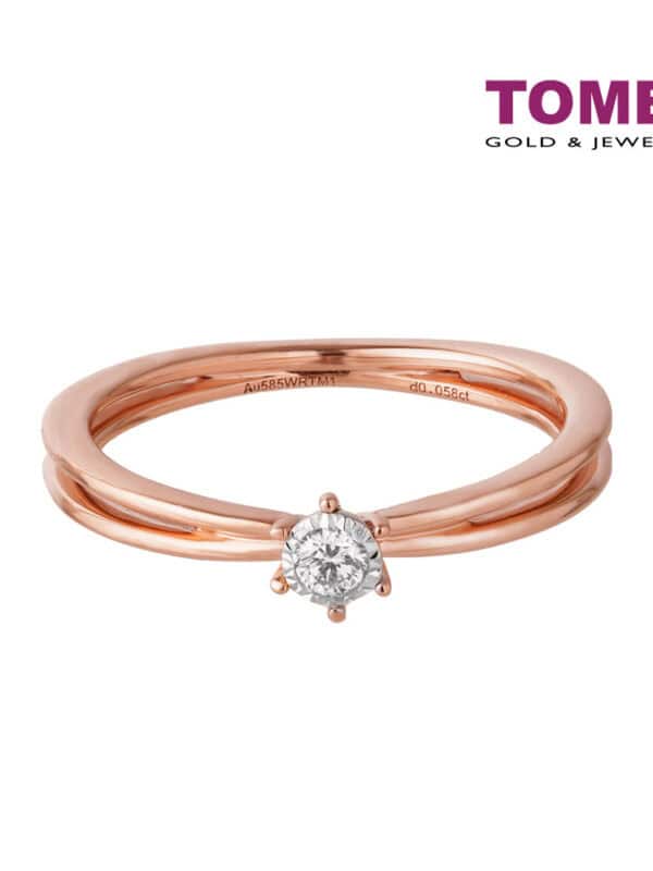 TOMEI Solitaire Diamond Ring, Rose Gold 585