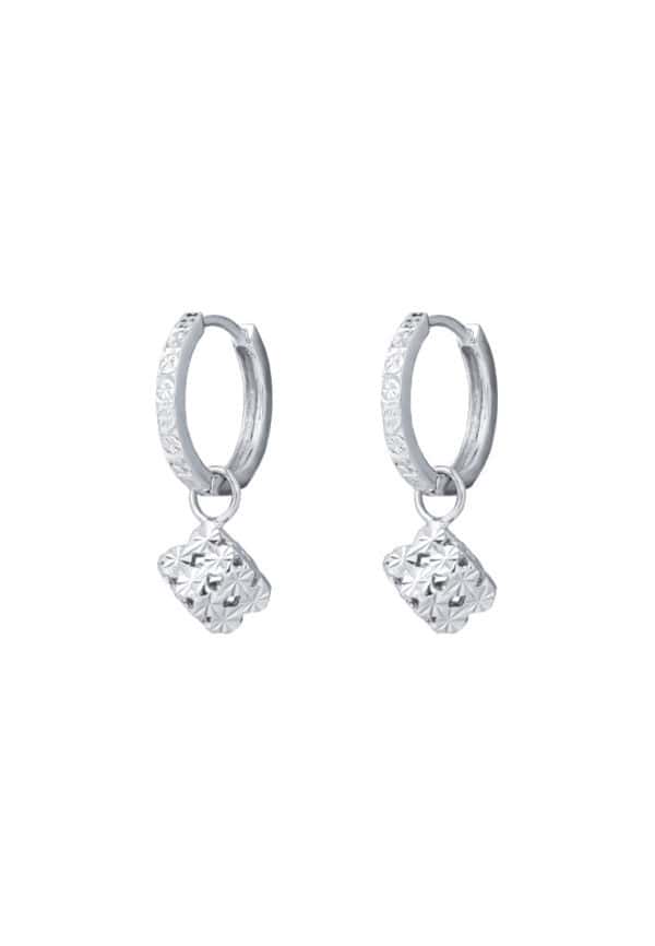 TOMEI Quadrated Luminosity Duo Earrings, White Gold 585