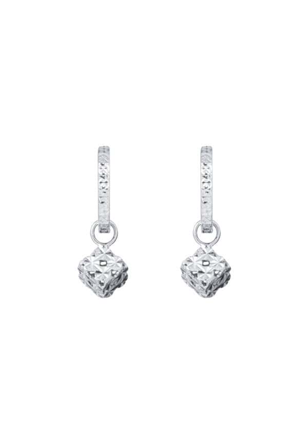TOMEI Quadrated Luminosity Duo Earrings, White Gold 585