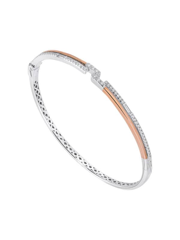 TOMEI Luminous Duet Diamond Bangle, White+Rose Gold 750