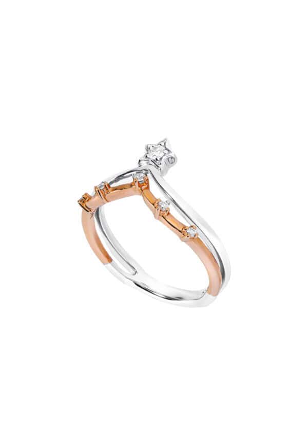 TOMEI Aurora Bloom Diamond Ring, White+Rose Gold 585