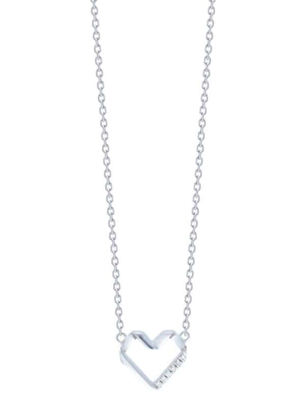TOMEI Wave-Inspired Heart Shaped Necklace, White Gold 585