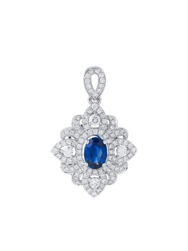 TOMEI Sapphire Pendant, White Gold 750
