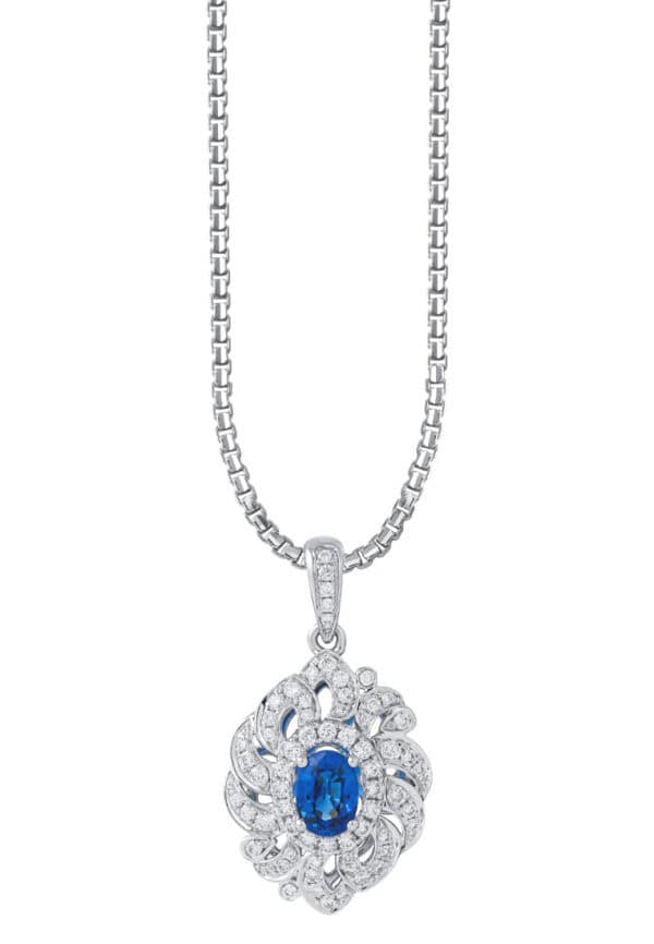TOMEI Sapphire Pendant, White Gold 750