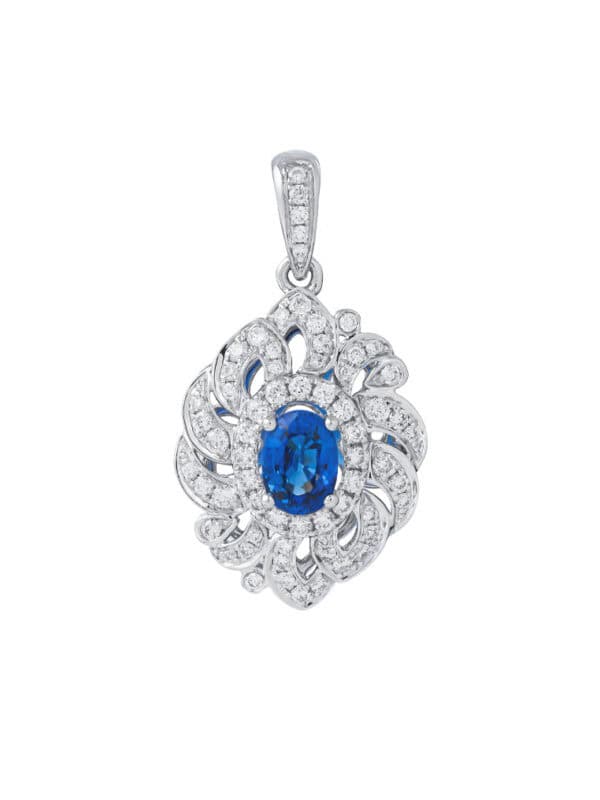 TOMEI Sapphire Pendant, White Gold 750