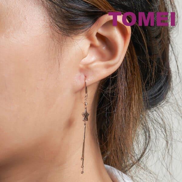 TOMEI Rouge Collection Star Long Earrings, Rose Gold 750