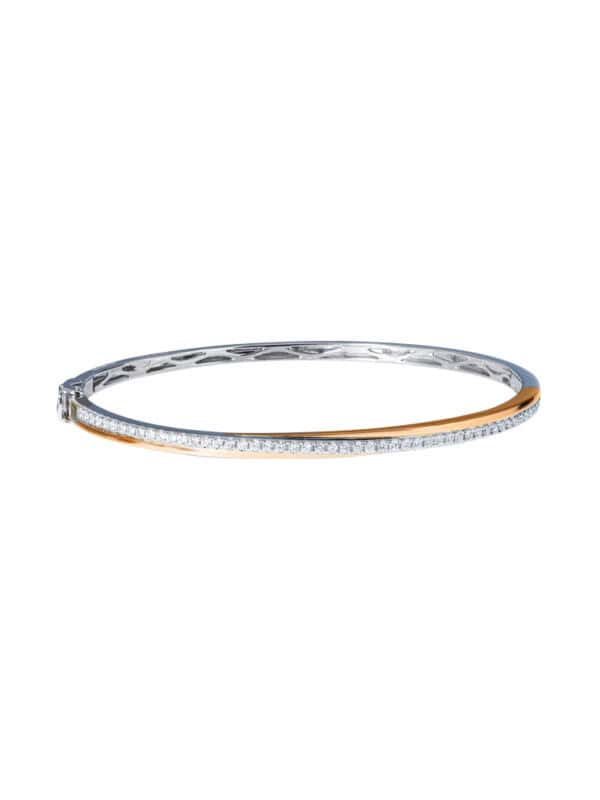 TOMEI Rosy Winter Collection Diamond Bangle, White+Rose Gold 585
