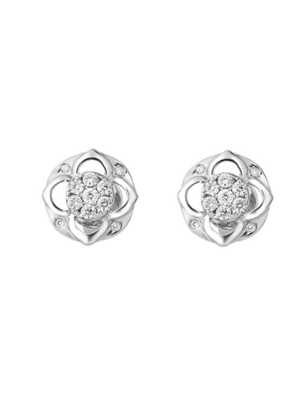 TOMEI Vividly Splendorous Florulent Duo Earrings, Diamond White Gold 750