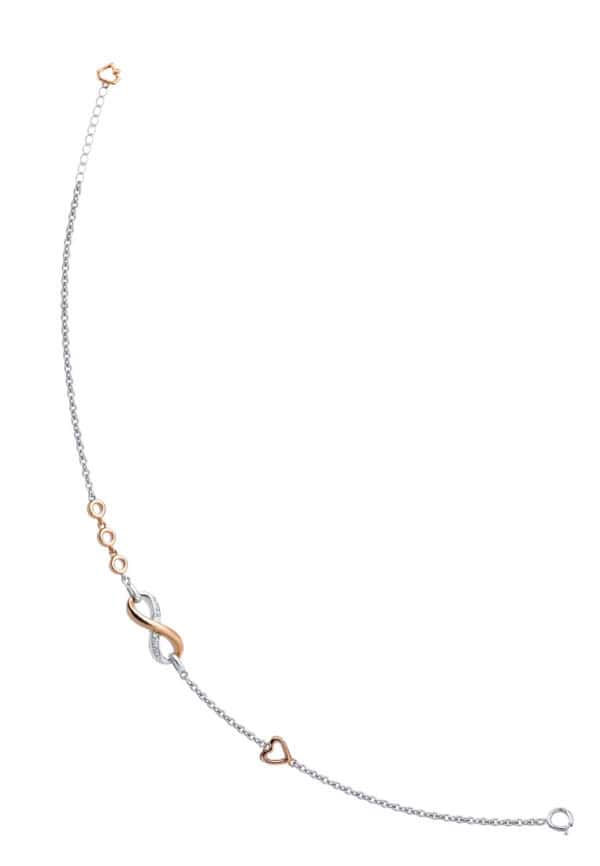 TOMEI ??????Infinity Love Bracelet, White+Rose Gold 585
