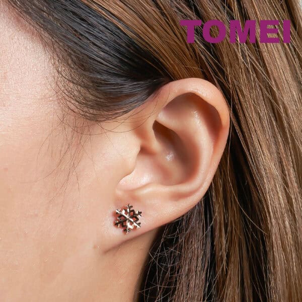 tomei_0004_Sony_02965_jpg TOMEI Rouge Collection Snow Flake Stud Earrings, Rose Gold 750