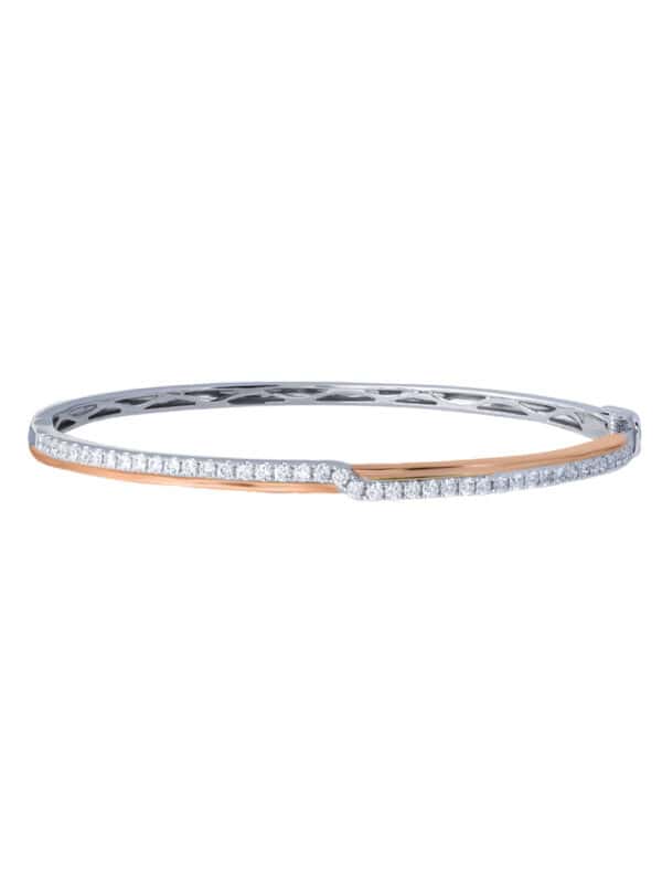 TOMEI ??????Entwined Bangle, White+Rose Gold 585