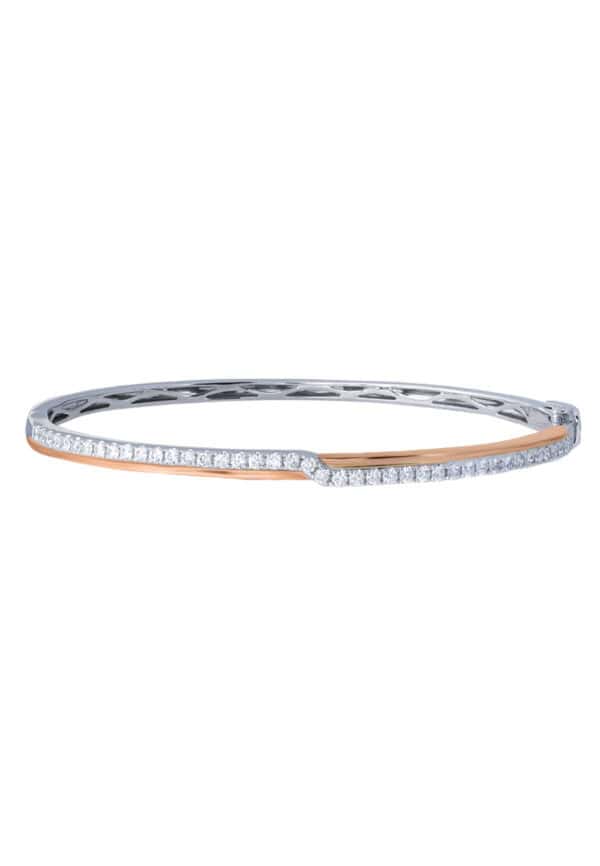 TOMEI ??????Entwined Bangle, White+Rose Gold 585
