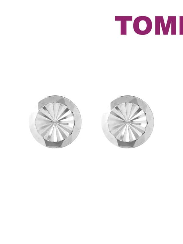 TOMEI Shining Button Earrings, White Gold 750