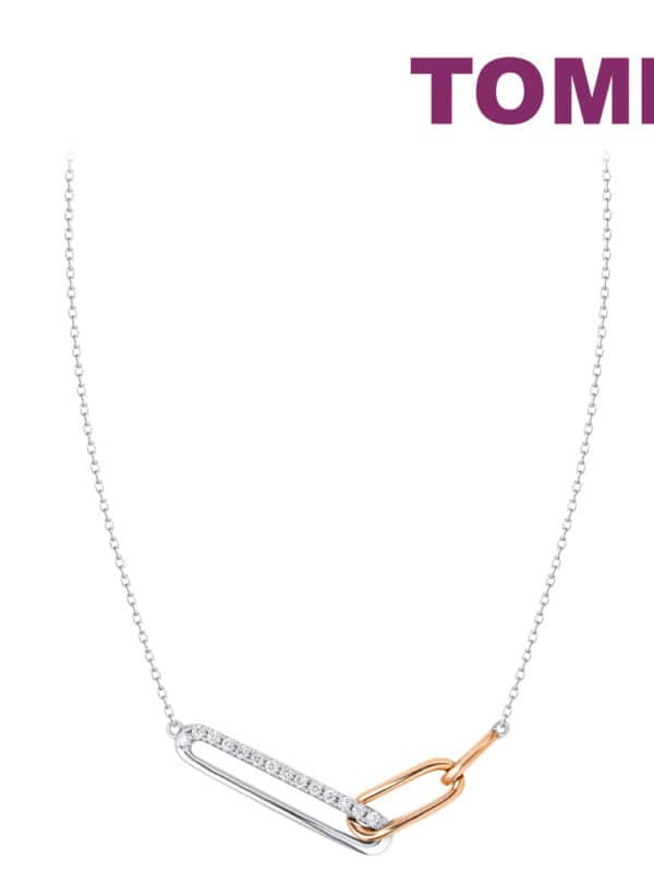 TOMEI Rosy Winter Collection Diamond Necklace, White+Rose Gold 585