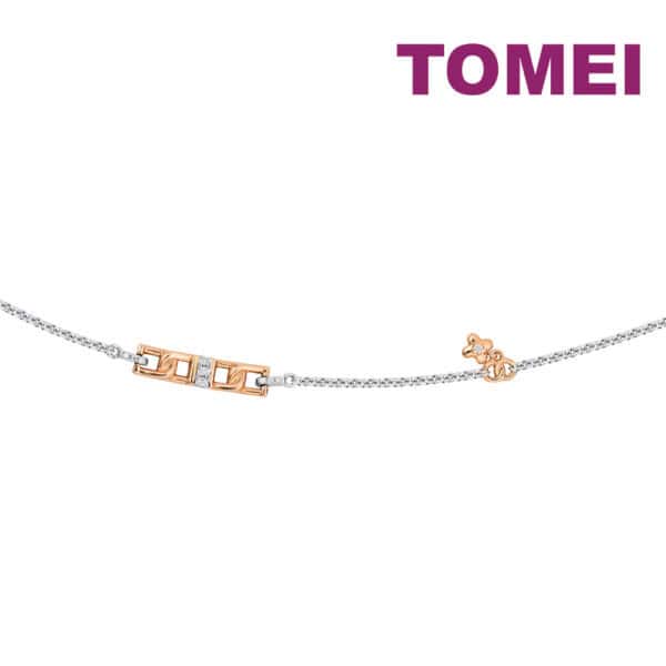 TOMEI Rosy Winter Collection Diamond Bracelet, White+Rose Gold 585