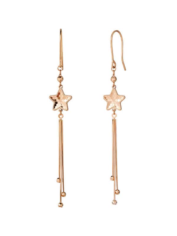 TOMEI Rouge Collection Star Long Earrings, Rose Gold 750