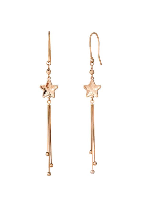 TOMEI Rouge Collection Star Long Earrings, Rose Gold 750