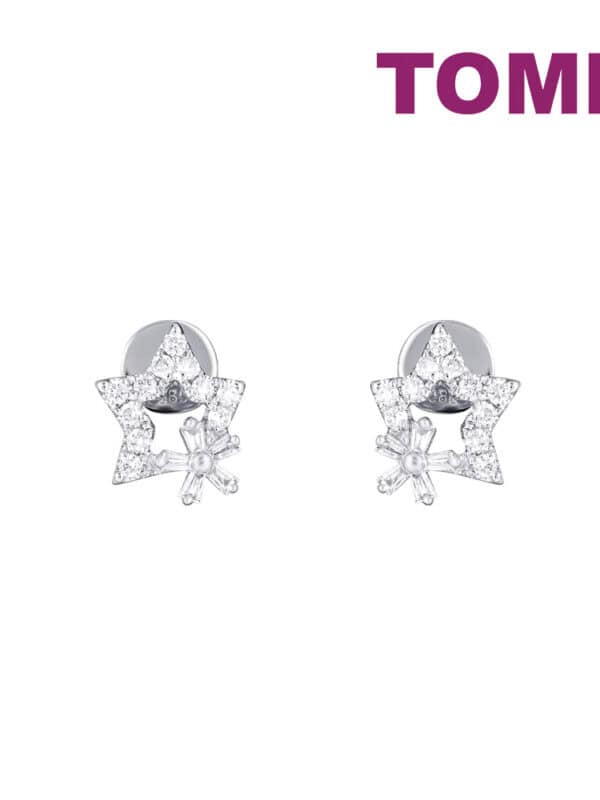TOMEI Starlit Stud Earrings, White Gold 585