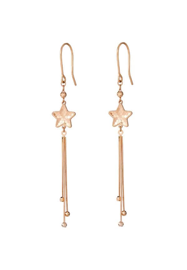 TOMEI Rouge Collection Star Long Earrings, Rose Gold 750