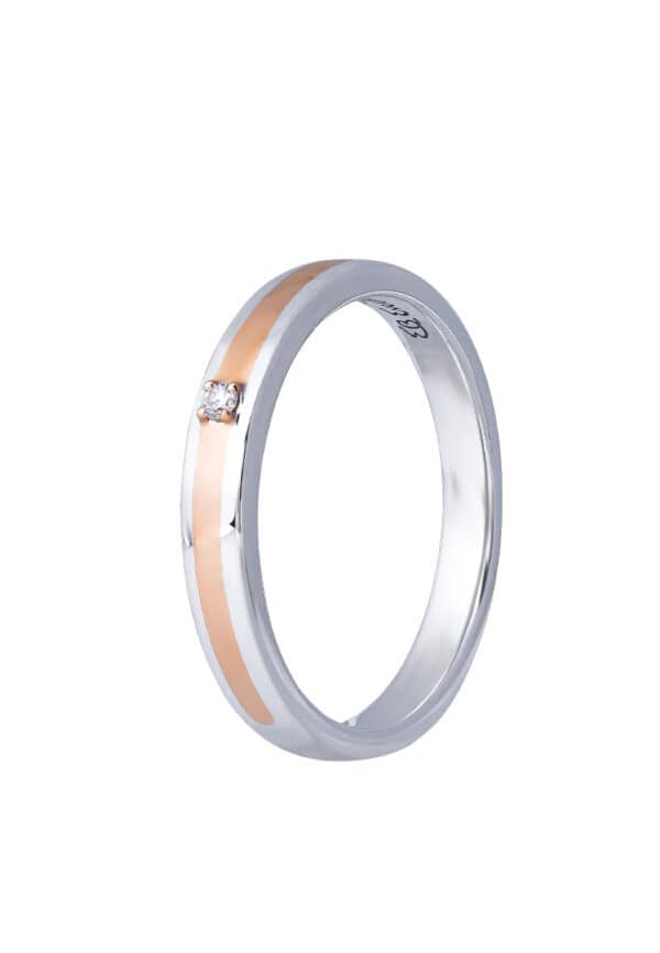 TOMEI【绚丽真爱】Evermore Couple Ring, White+Rose Gold 750