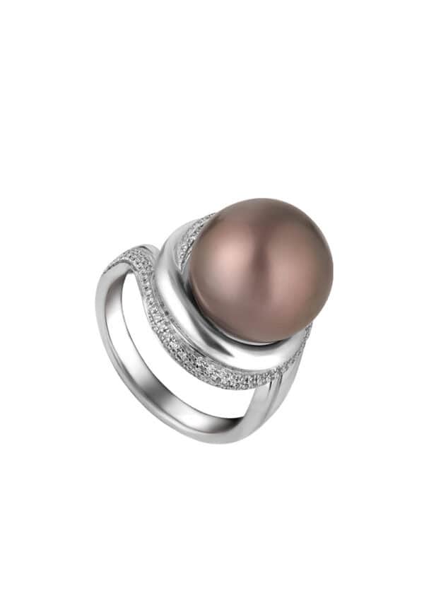 TOMEI Tahiti Pearl Diamond Ring, White Gold 750 (R4126)