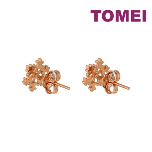 tomei_0010s_0001_Sony_02836WQ53-DS-3.psd TOMEI Rouge Collection Snow Flake Stud Earrings, Rose Gold 750