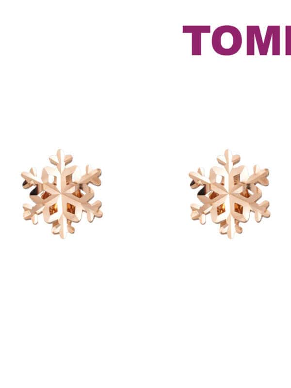 TOMEI Rouge Collection Snow Flake Stud Earrings, Rose Gold 750