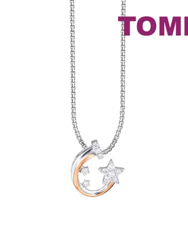 TOMEI Sparkle Serenity Collection DIamond Pendant Set, White+Rose Gold 585